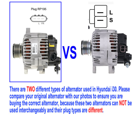 Alternator for Hyundai i30 GD FD D4FB 1.6L Diesel 2007-12 3-PIN Plug vs 2 PIN PLUG