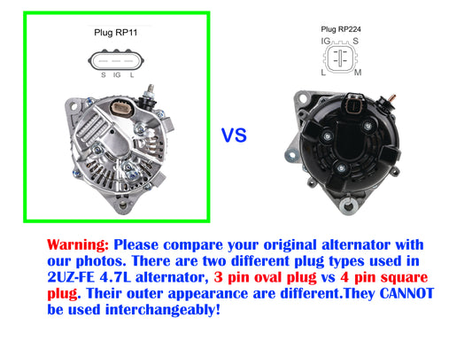 New Alternator fits Toyota Landcruiser UZJ100R V8 2UZ-FE 4.7L Petrol 1998-2007