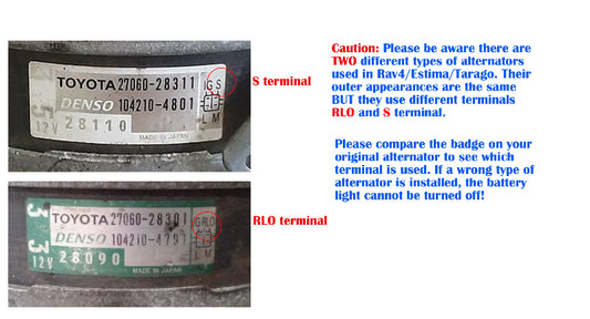 Alternator For Toyota Tarago Estima GSR50 Rav4 GSA33 2GR-FE 3.5L V6 2006-19 Regulator Type RLO vs S terminal