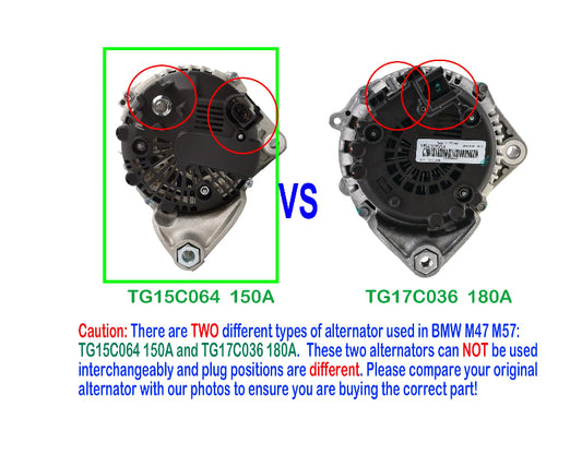 Alternator for BMW X3 X5 E53 E83 M57D30TU 3.0L Diesel 2004-11 (150A) TG15C064 VS TG17C036