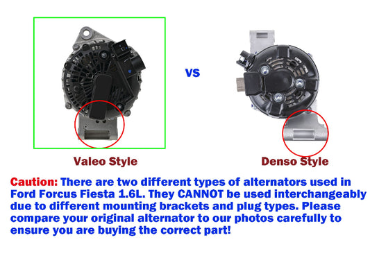 Alternator for Ford Focus LW PNDA Fiesta WS WT WZ 1.6L Petrol 2009-15 VALEO style vs Denso Style