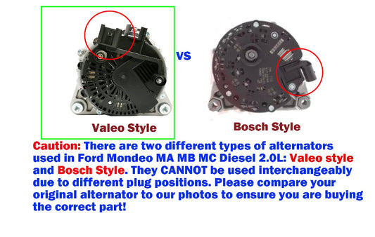 Alternator for Ford Mondeo MA MB MC D4204T 2.0L Diesel 2007-15 Valeo style vs Bosch style