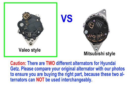 Alternator for Hyundai Getz TB Accent Kia Rio G4ED G4EE 1.4 1.6 Petrol 05-11 Valeo style vs Mitsubishi style comparison