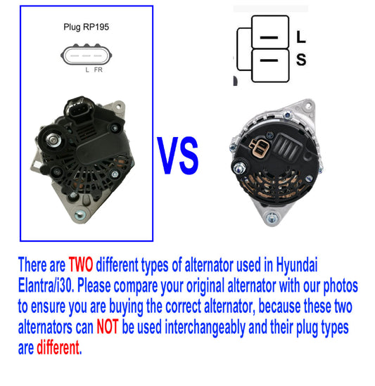 Alternator for Hyundai i30 FD Elantra HD G4GC 2.0L Petrol 2007-2012 3 PIN PLUG vs 2 PIN PLUG