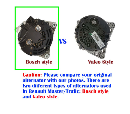 Alternator for Renault Master X70 Trafic X83 DCi 120 G9UA 2.5L Diesel 2004-11 Bosch style vs Valeo style