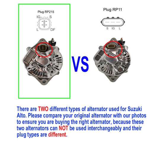 Alternator for Suzuki Alto GF K10BN 1.0L Petrol 2009-15 4 PIN PLUG VS 3 PIN PLUG