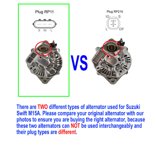 Alternator for Suzuki Swift Ignis Holden Cruze M15A 1.3 L 1.5L Petrol 3 PIN vs PIN PLUG