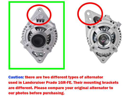 Alternator for Toyota Landcruiser Prado GRJ150R 1GR-FE 4.0L V6 Petrol 11-21 two different types/variations