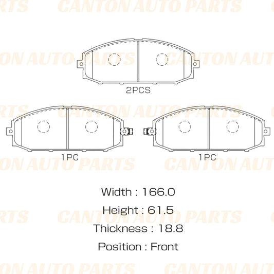 Front Brake Pads for Nissan Patrol GU Y61 1997~2016 4WD Safari 4x4