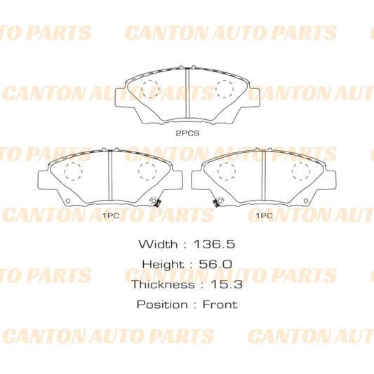 MSM High Quality Ceramic Front Brake Pad Set for Honda Jazz GK GF 2014-2021