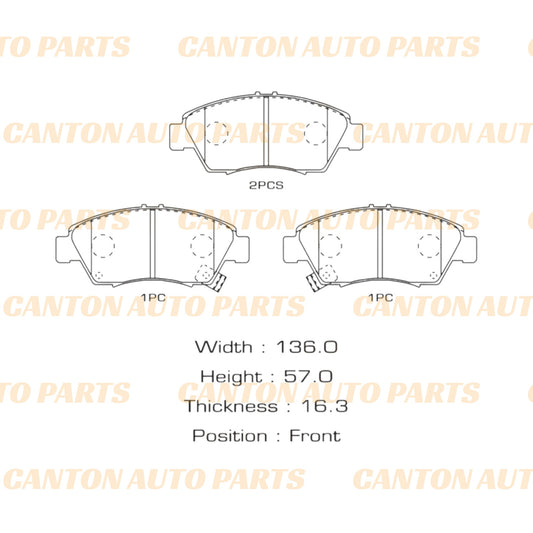 MSM High Quality Ceramic Front Brake Pad Set for Honda Jazz GE 2008-2014