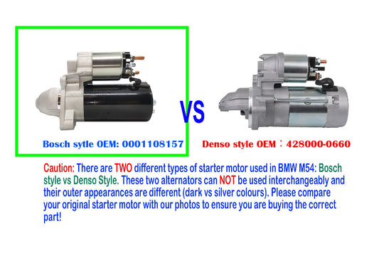 Starter Motor fit BMW X5 E53 M54 3 series 5 series 3.0L Petrol 2000-07 Bosch Style vs Denso Style