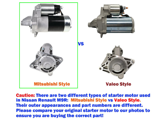Starter Motor fit Nissan X-trail T31 Renault Trafic M9R 2.0L Diesel 2008-13 Mitsubishi style vs Valeo Style