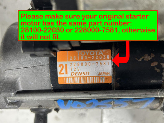 Starter Motor for Toyota Corolla ZZE122R 1ZZ-FE 1.8L Petrol 2001-2007 Part Number