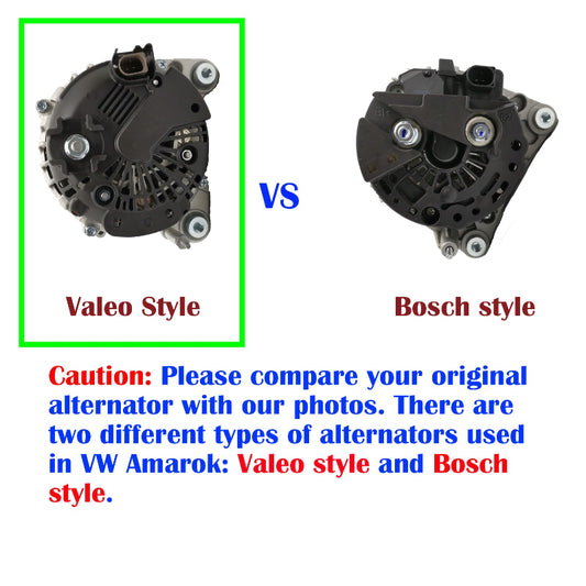 VW Amarok alternator: Valeo style and Bosch style.