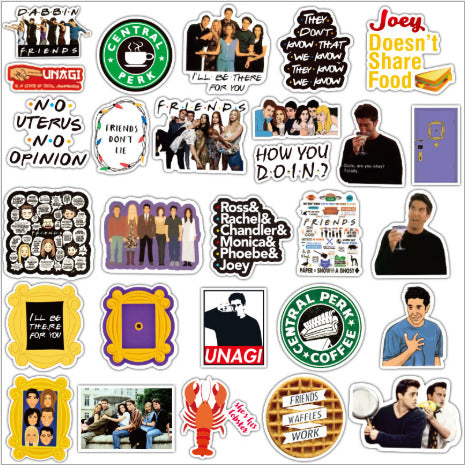 50PC Brand New Redesigned TV Show Friends Stickers Car Suitcase Luggage