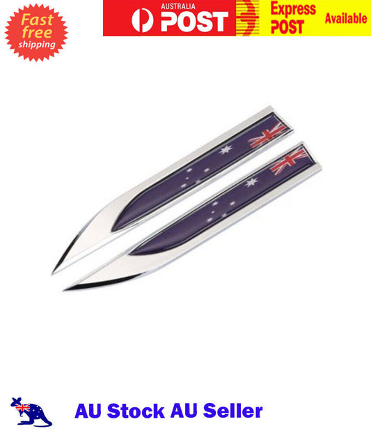 Australian Flag Car Fender Alloy Emblem Blade Badge Decals Sticker 1 Pair