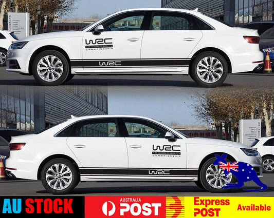 Universal WRC Sport Door Body Stripe Decorative Decal Sticker (Black) 1 Pair