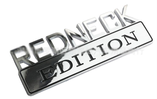 LARGE Redneck Edition Car Badge Metal Emblem Universal Fit Silver 17.8cm x 6.4cm