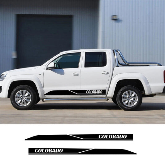 Pair Stickers Side Skirt Sport Decal Univeral Fit For Holden Colorado (BLACK)
