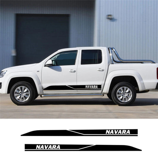 Pair Stickers Side Skirt Sport Decal Univeral Fit For Nissan Navara (BLACK)