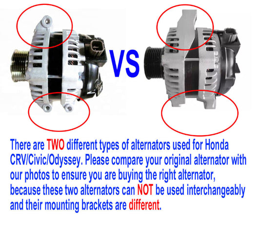 Alternator for Honda Accord Euro CRV Odyssey 2.4L Civic 2.0L 2003-07 Different Mounting Brackets
