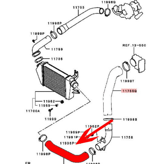 For Mitsubishi Triton MN 2.5L Intercooler Air Pipe Hose 2010-2015 1505A511