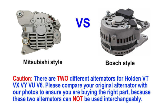 Holden Commodore VT VX VY WH WK V6 3.8L Ecotec 120A Alternator Mitsubishi Style vs Bosch Style