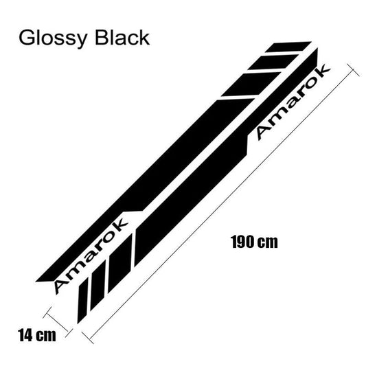 Pair Stickers Side Skirt Decal Universal Fit For Pick Up Truck VW Amarok (BLACK)