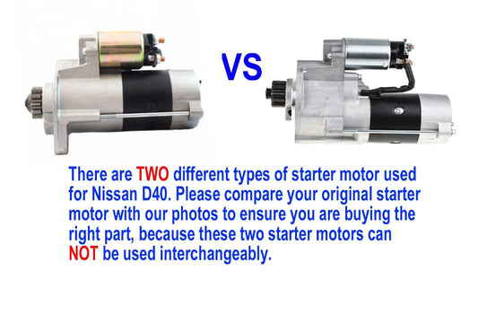 Starter Motor Fit Nissan Navara D40 engine YD25DDTi 2.5L Turbo Diesel 05-14 AUTO Two Variations Comparison