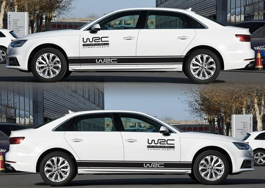 Universal WRC Sport Door Body Stripe Decorative Decal Sticker (Black) 1 Pair