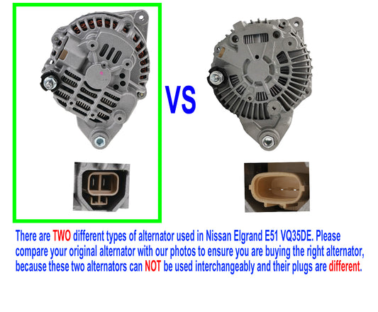 New Alternator for Nissan Elgrand E50 E51 VQ35DE V6 3.5L Petrol 2000-14 (2 pin)
