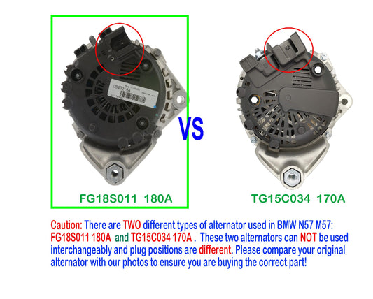 Alternator for BMW X5 E70 M57TU20D30 3.0L Diesel 07-13 Comparison 
