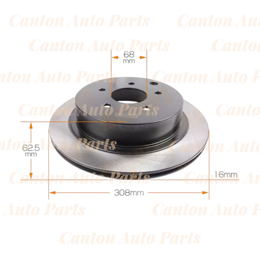 MSM Rear Brake Disc Rotors 308mm for Nissan Murano Z50 Z51 3.5L 2005-2014