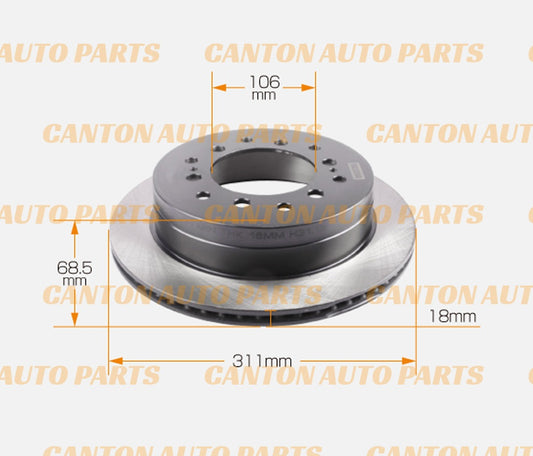 MSM Rear Brake Disc Rotors for Toyota GRJ120 KDJ120 KZJ120 2003-2009