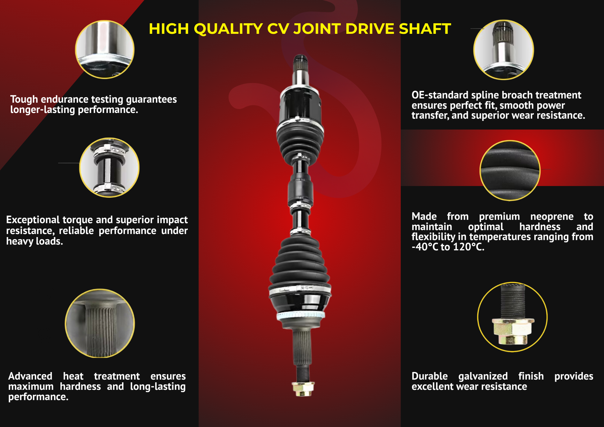 High-quality CV joint drive shaft with features 