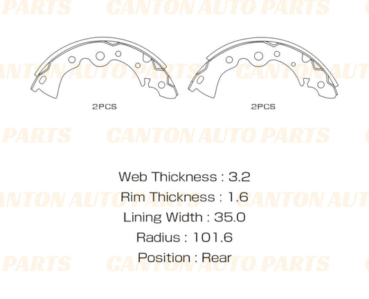 New MSM Rear Brake Shoe Set for Nissan Pulsar N16 2000-2006 (BRAKE DRUM MODEL ONLY)