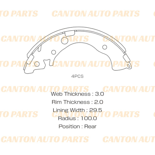MSM High Quality Rear Brake Shoe Set for Honda Jazz GK GF 2014-2021