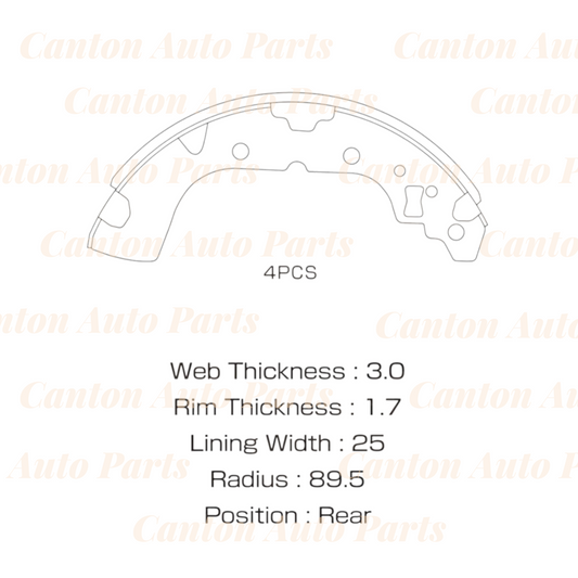 MSM High Quality Rear Brake Shoe Set For Mitsubishi Mirage LA LB A03A 2013-2021