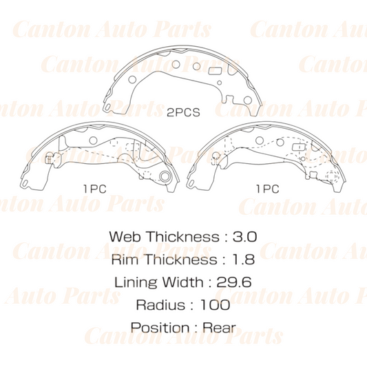 New High Quality Rear Brake Shoe Set for Toyota Yaris N130 131 2014-2020 (WITH handbrake levers)