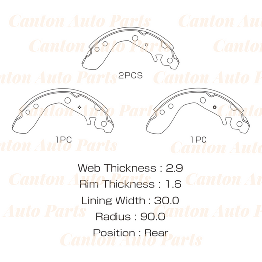 MSM High Quality Rear Brake Shoe Set For Honda Jazz GD1 GD3 2002-2008