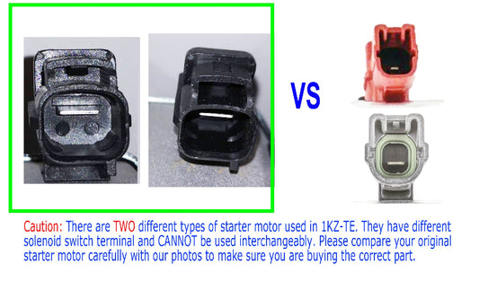 Starter Motor fits Toyota Hilux Hiace Prado 3.0L Turbo Diesel 1KZ-TE 1993-07 Plug type comparison 