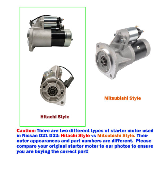 Starter Motor for Nissan Navara Pathfinder D21 D22 V6 VG30E 3.0L V6 92-05 Hitachi style vs Mitsubishi style 