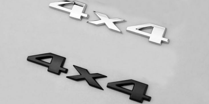 4X4 CAR BADGE STICKER 3D METAL EMBLEM 4WD BLACK JEEP UNIVERSAL FIT (BLACK)