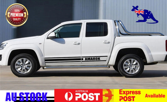 Pair Stickers Side Skirt Sport Decal Univeral Fit For VW Amarok Truck (BLACK)
