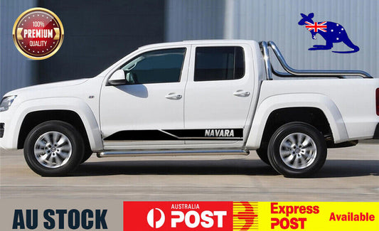 Pair Stickers Side Skirt Sport Decal Univeral Fit For Nissan Navara (BLACK)