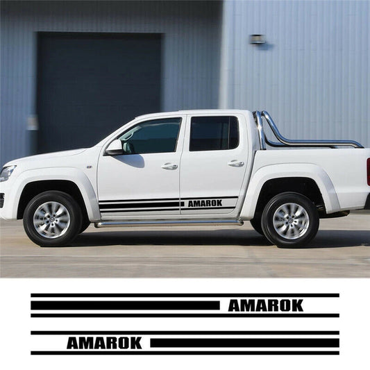 Pair Stickers Side Skirt Sport Decal Univeral Fit For VW Amarok Truck (BLACK)