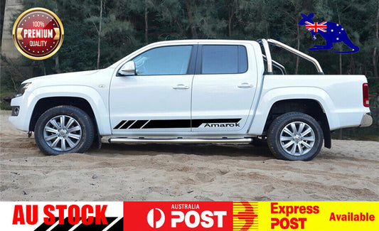 Pair Stickers Side Skirt Decal Universal Fit For Pick Up Truck VW Amarok (BLACK)
