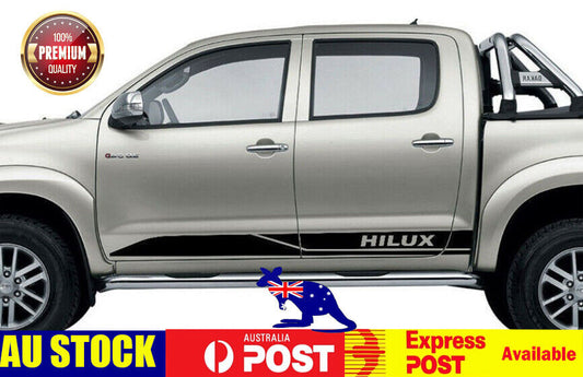 Side Skirt Decal Stickers For Toyota Hilux 4WD Twin Cabs A70 (Black) 1 Pair