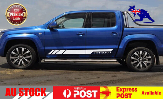 Pair Stickers Side Skirt Decal Universal Fit For Pick Up Truck VW Amarok (WHITE)
